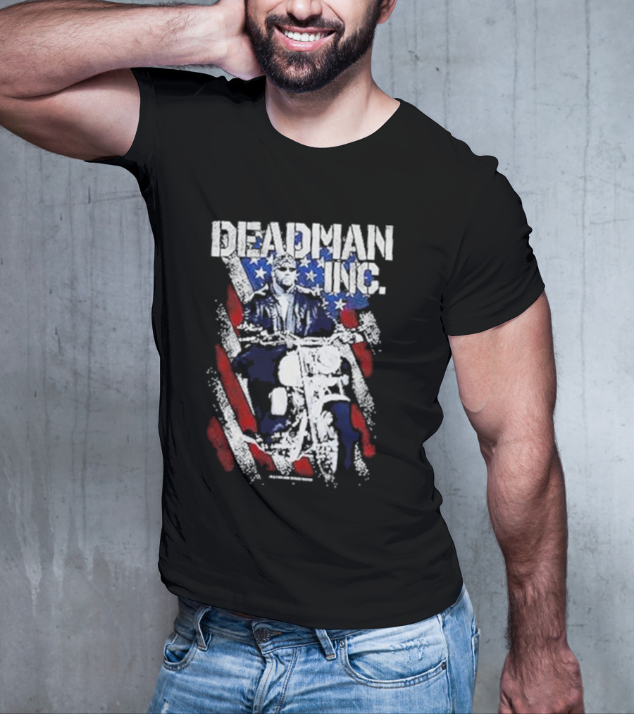 WWE Undertaker Deadman Inc American Flag Motorcycle Rider T-Shirt