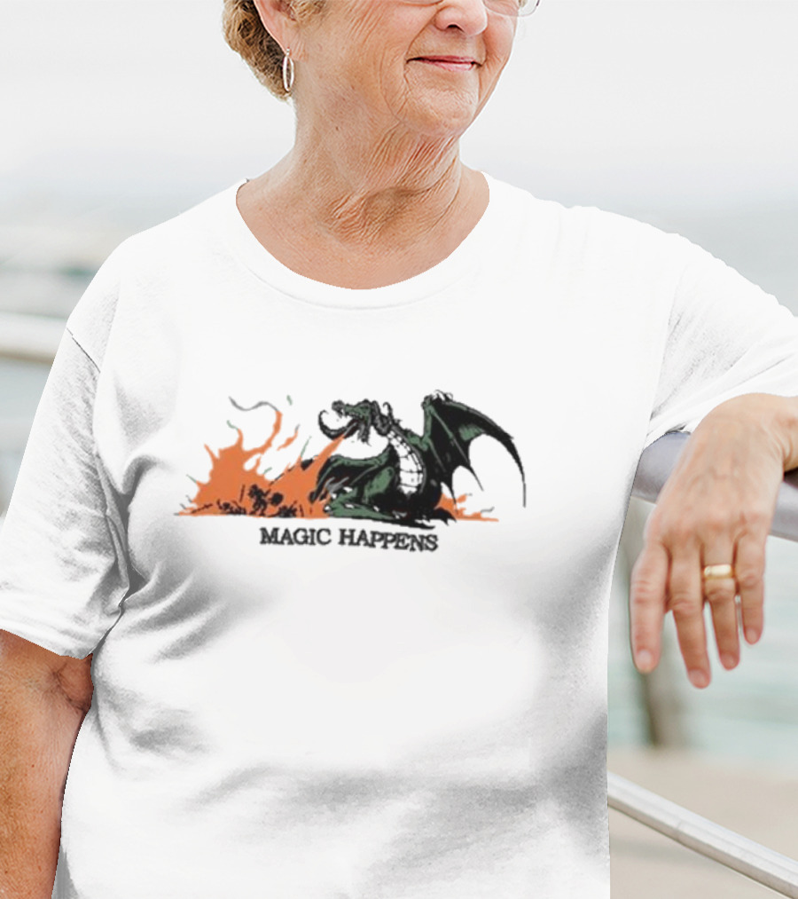 Magic Happens Dragon With Flames Art Of Baker T-Shirt