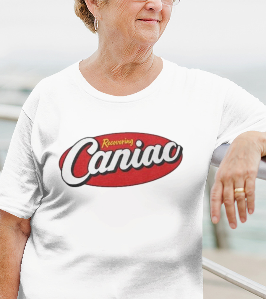 Middle Class Fancy Recovering Caniac Retro Style Bold Red Oval T-Shirt
