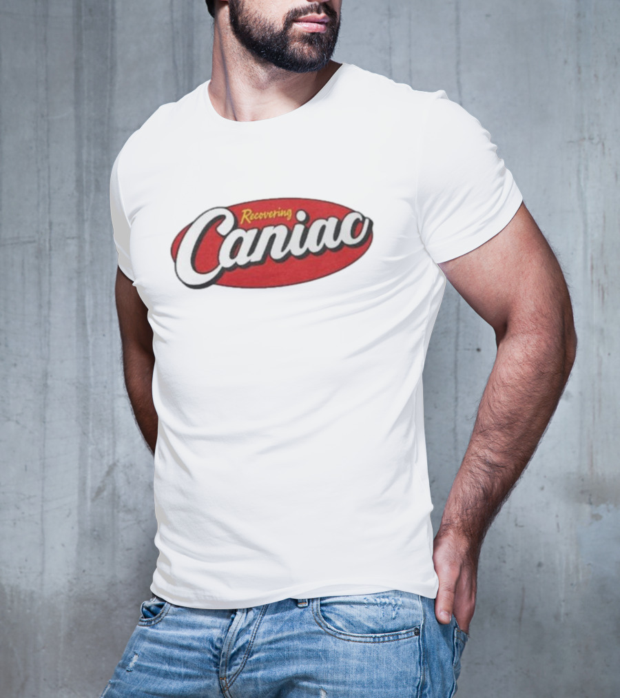 Middle Class Fancy Recovering Caniac Retro Style Bold Red Oval T-Shirt