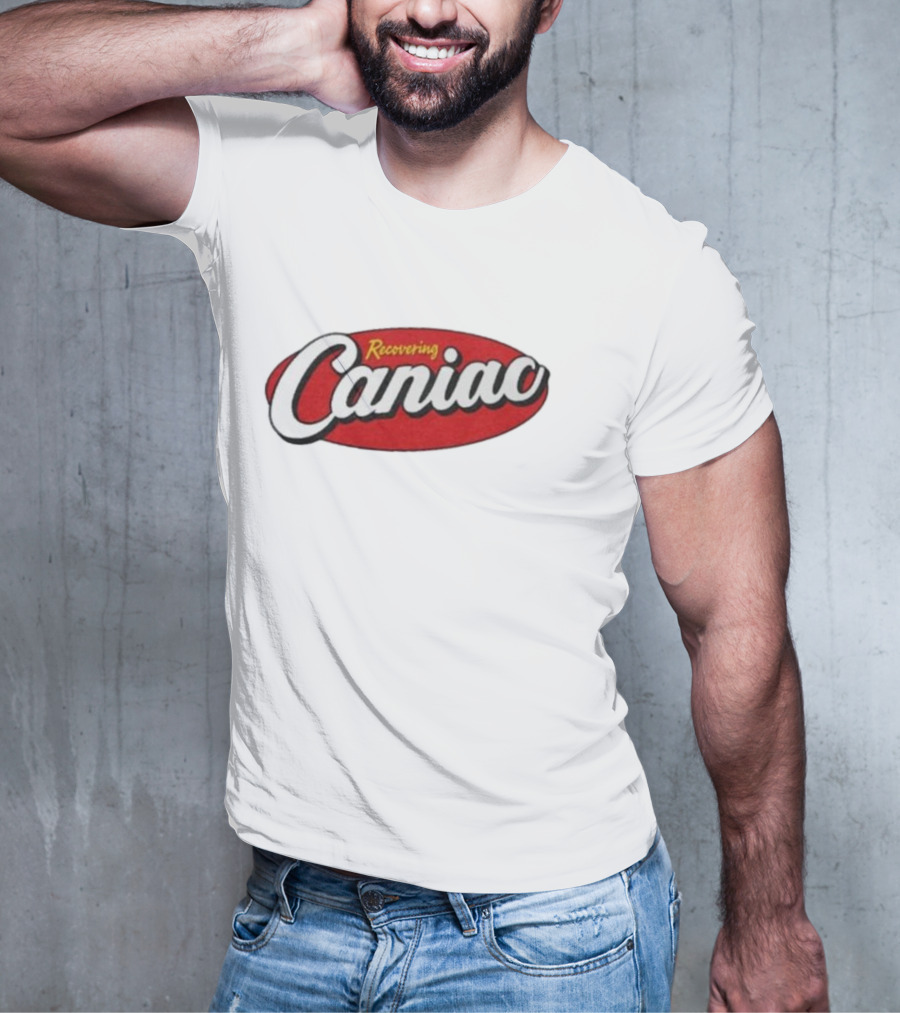 Middle Class Fancy Recovering Caniac Retro Style Bold Red Oval T-Shirt
