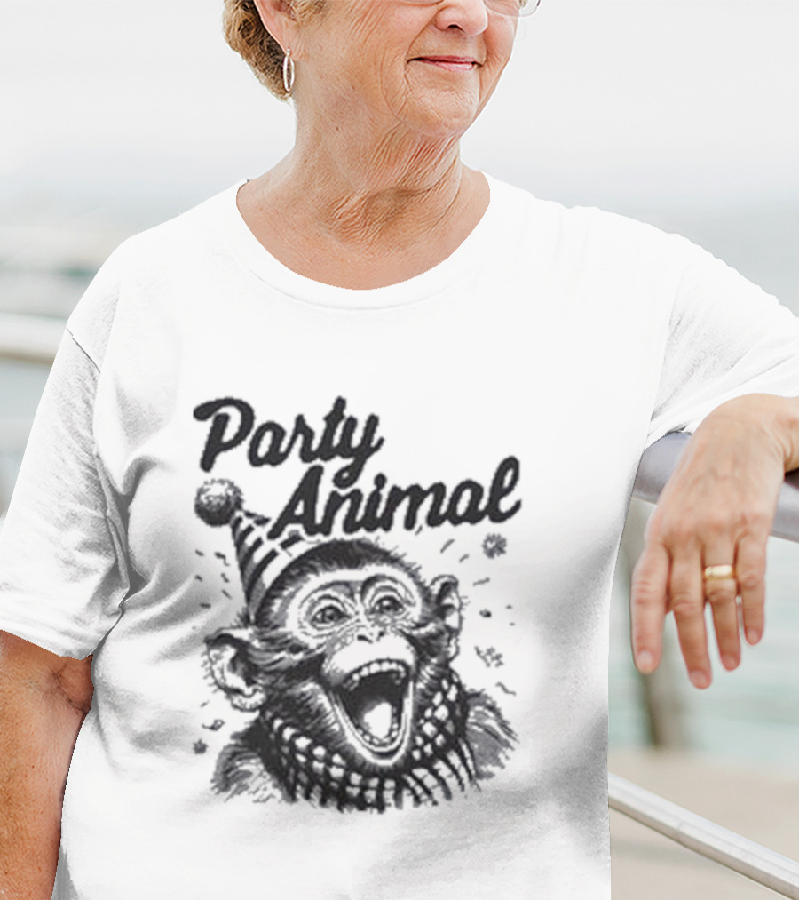 Party Animal Monkey Wearing Festive Hat T-Shirt