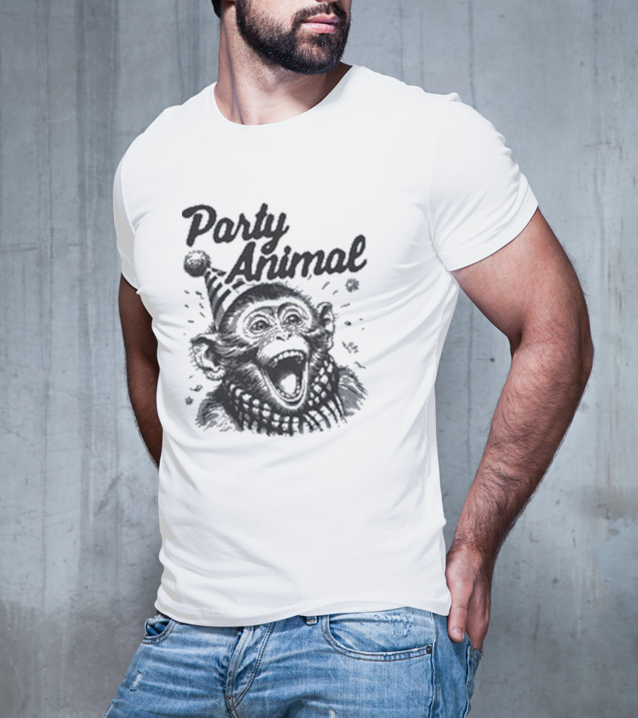 Party Animal Monkey Wearing Festive Hat T-Shirt