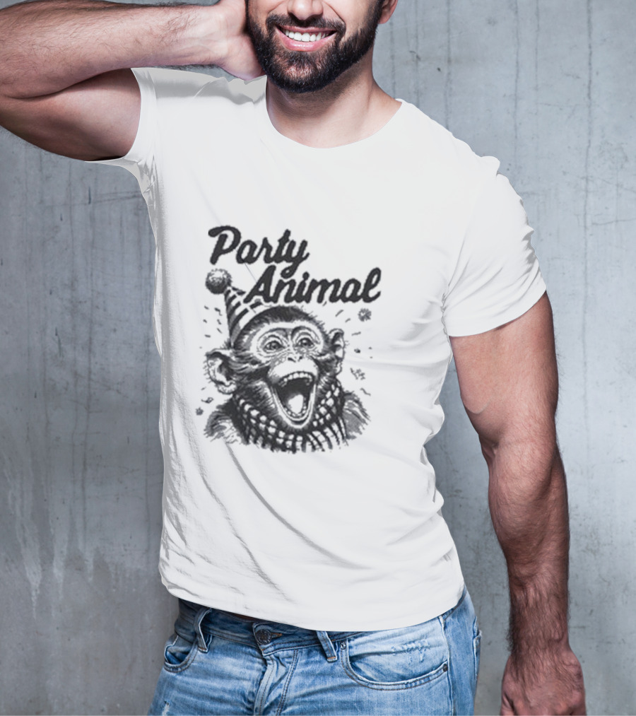 Party Animal Monkey Wearing Festive Hat T-Shirt