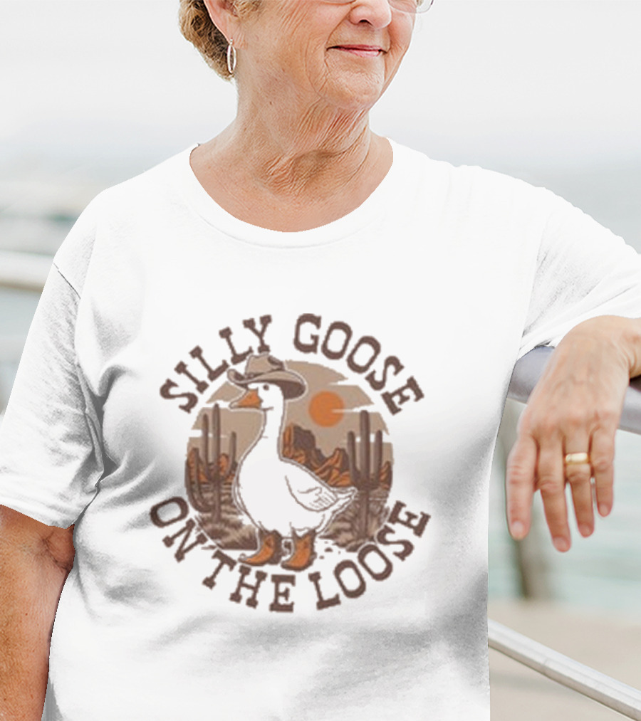 Silly Goose On The Loose Cowboy Desert Scene T-Shirt