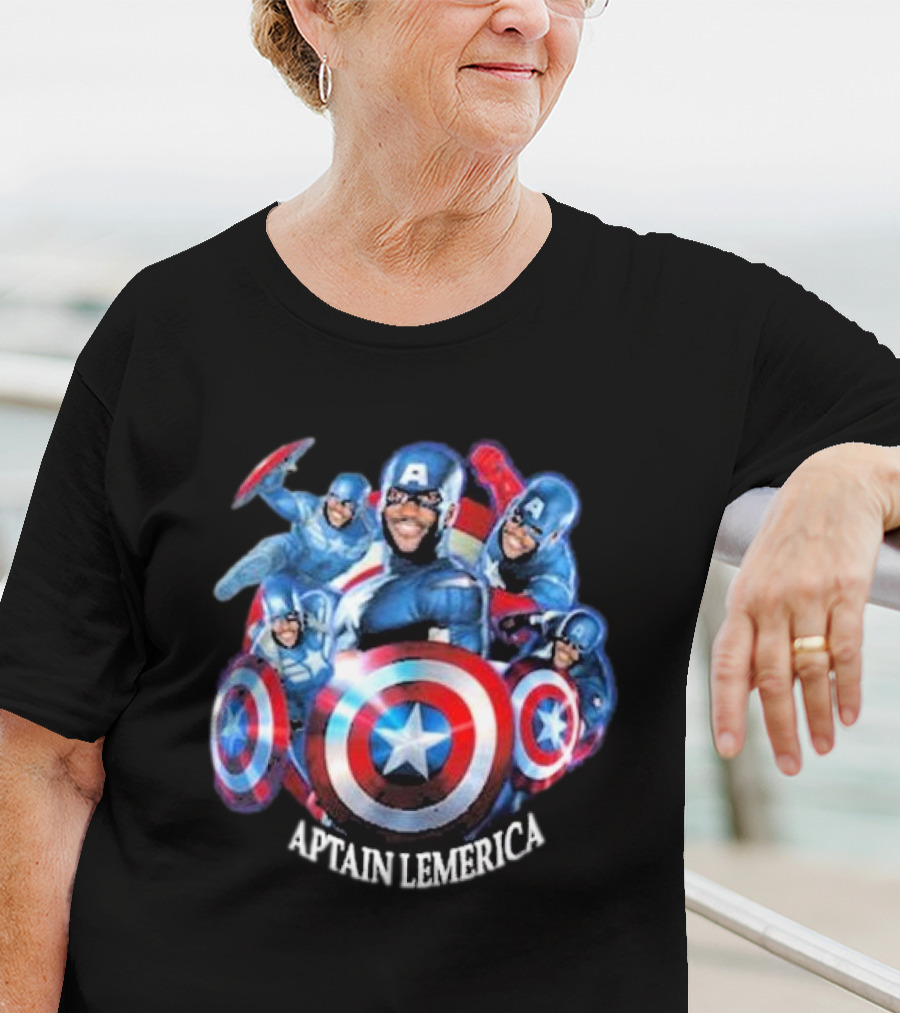 Captain Lemerica Superhero Parody Shield Characters T-Shirt