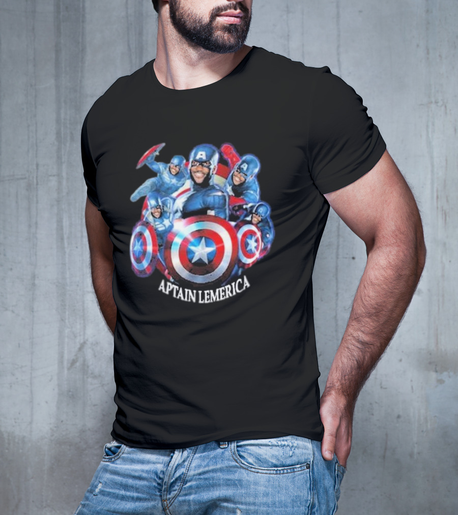Captain Lemerica Superhero Parody Shield Characters T-Shirt