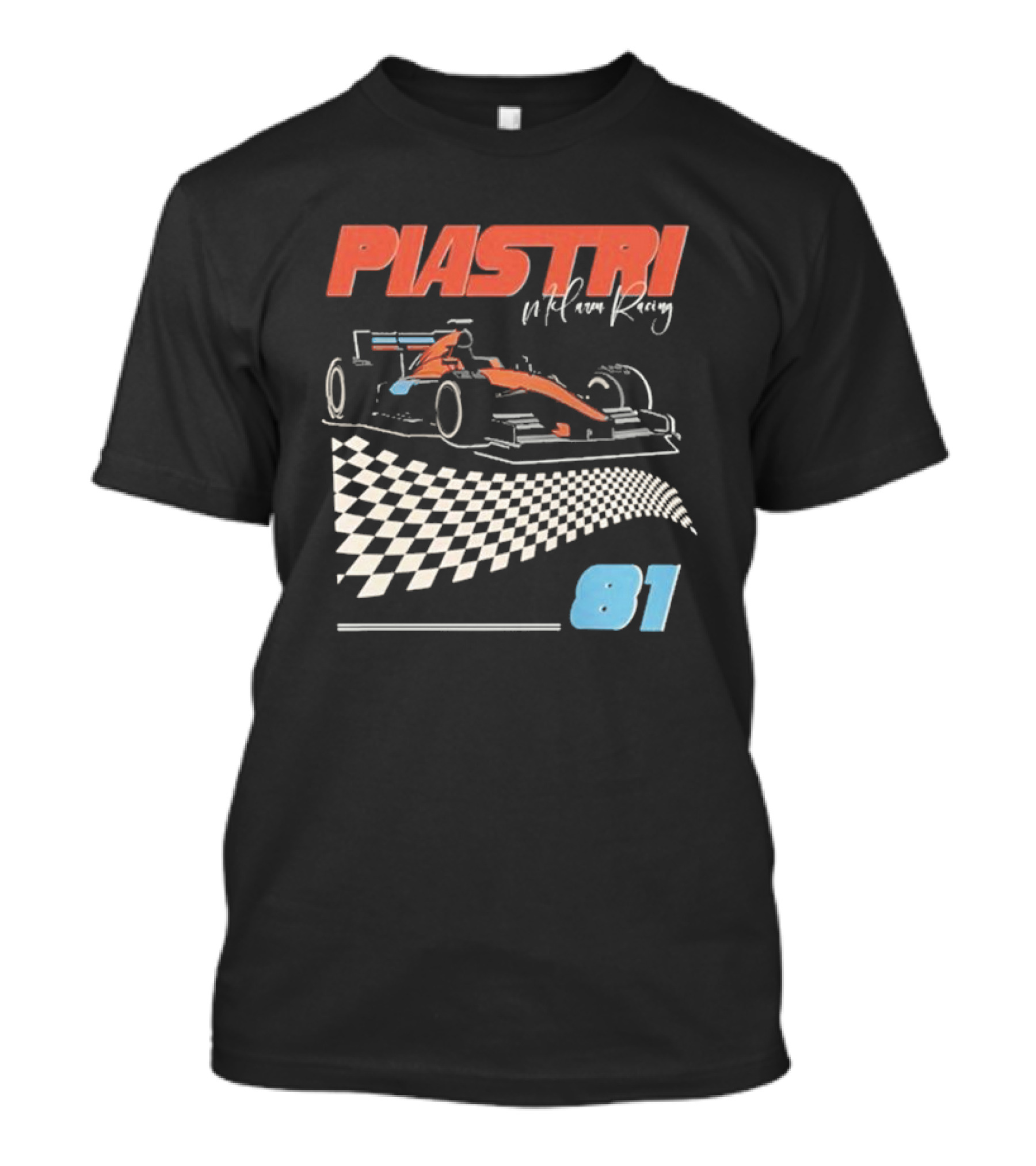 Piastri McLaren Racing Retro 81 Racing Car Checkerboard T-Shirt