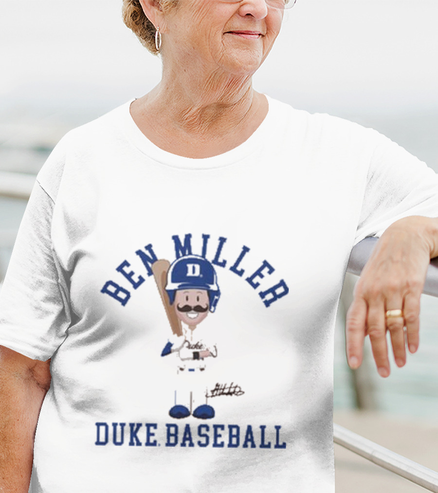 Ben Miller Duke Baseball Chibi Cartoon Signature T-Shirt