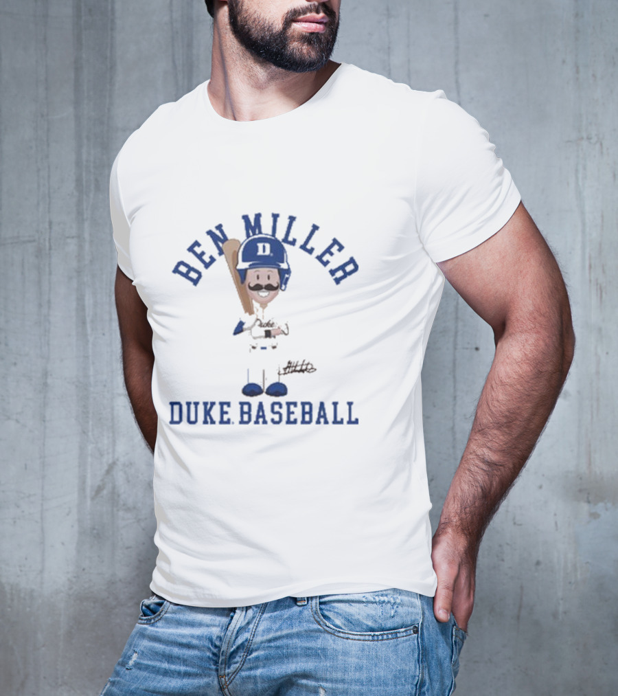 Ben Miller Duke Baseball Chibi Cartoon Signature T-Shirt