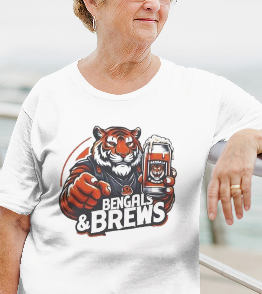 Bengals And Brews Tiger Beer Mug Football Fan T-Shirt
