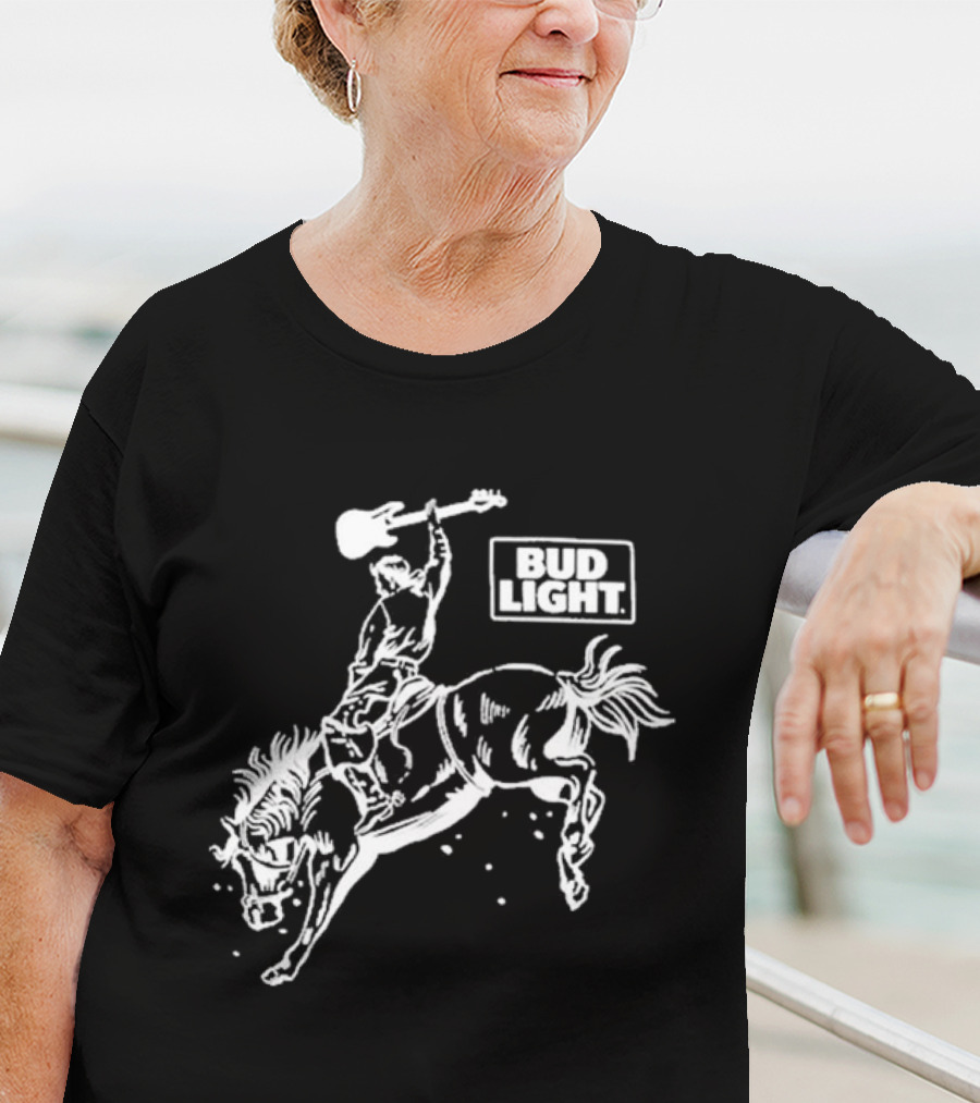 Bud Light Guitar Riding Rodeo Horse T-Shirt