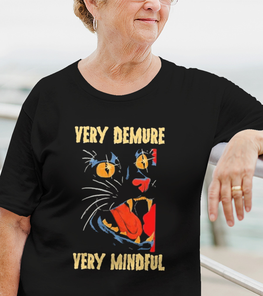 Very Demure Very Mindful Black Cat T-Shirt