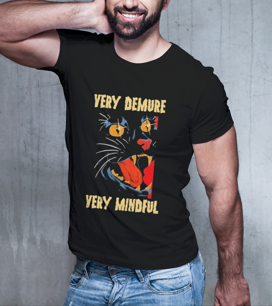 Very Demure Very Mindful Black Cat T-Shirt