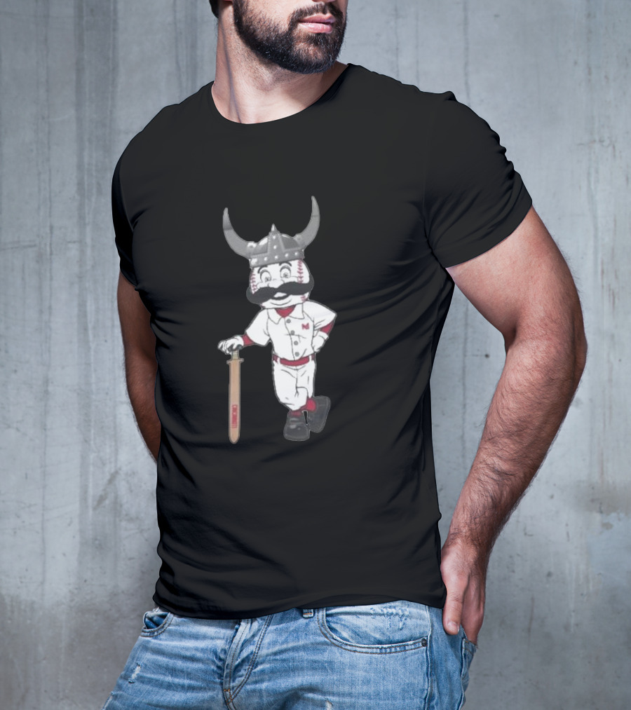 Viking Cincinnati Redlegs Baseball Character T-Shirt