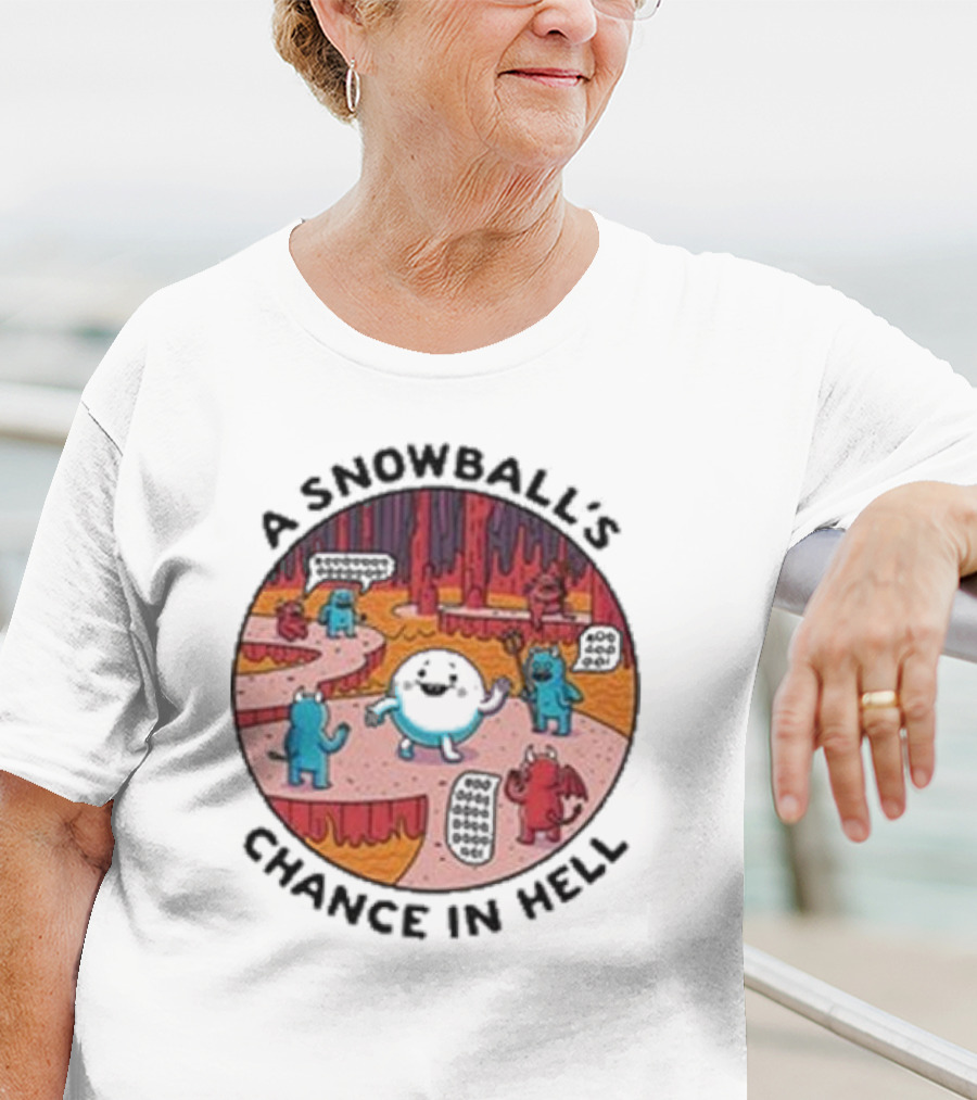A Snowball’s Chance In Hell Blue And Red Demon Cartoon Scene T-Shirt