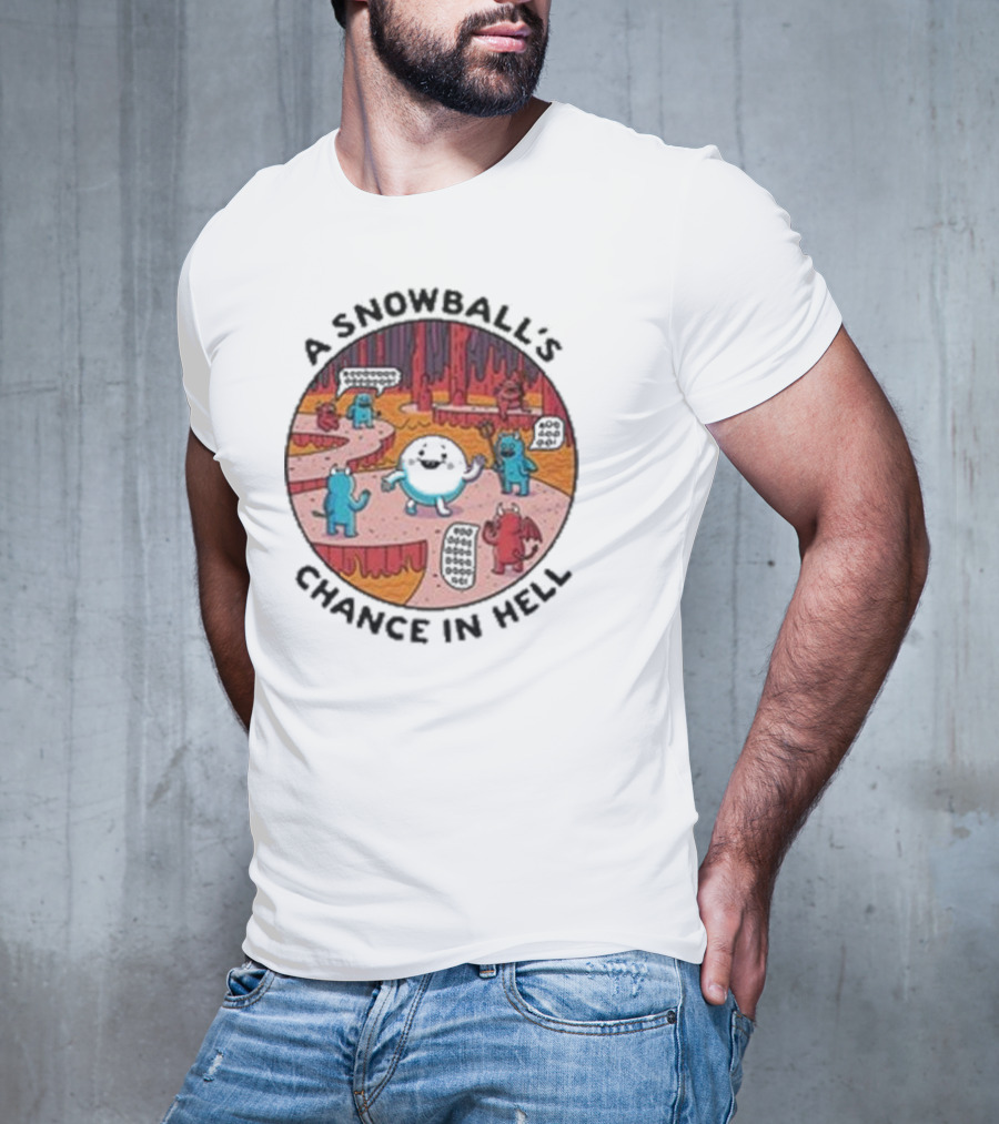 A Snowball’s Chance In Hell Blue And Red Demon Cartoon Scene T-Shirt