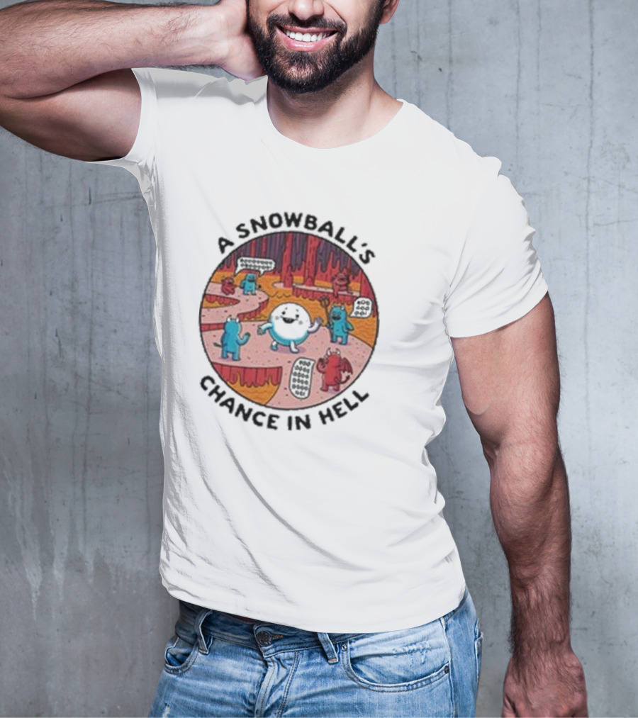 A Snowball’s Chance In Hell Blue And Red Demon Cartoon Scene T-Shirt