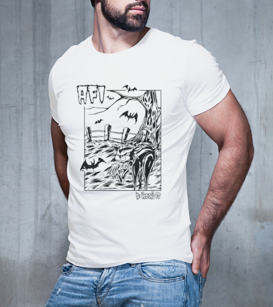 AFI All Hallows Black Cat And Bats In Spooky Landscape T-Shirt