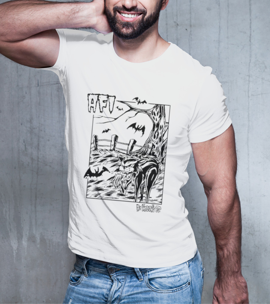 AFI All Hallows Black Cat And Bats In Spooky Landscape T-Shirt