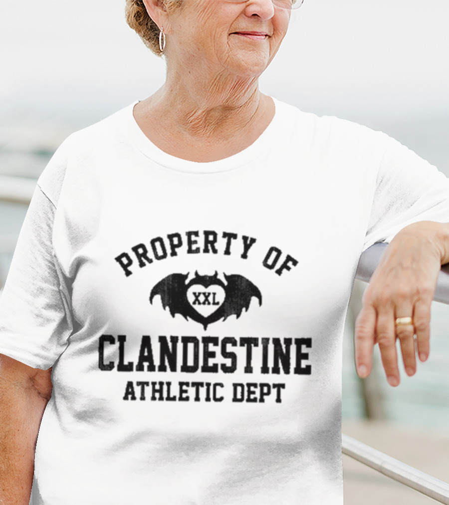 Property Of Clandestine Athletic Dept XXL Bat Wings Heart T-Shirt