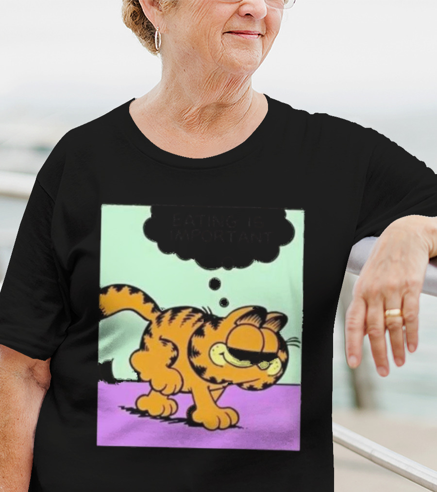 Garfield Eating Is Important Cartoon Character Comic Strip Image T-Shirt