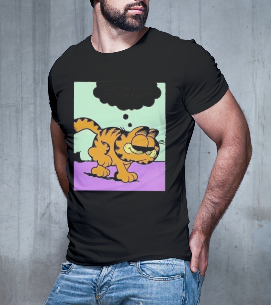 Garfield Eating Is Important Cartoon Character Comic Strip Image T-Shirt