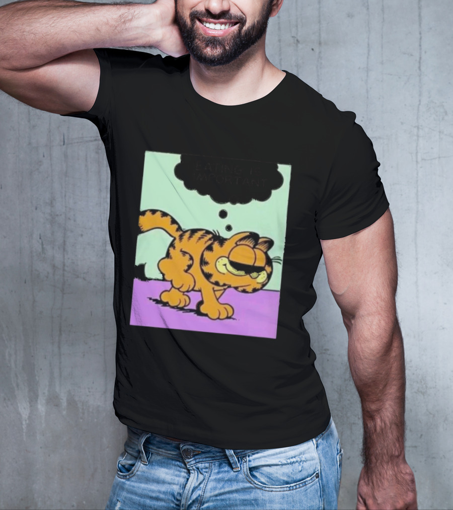 Garfield Eating Is Important Cartoon Character Comic Strip Image T-Shirt