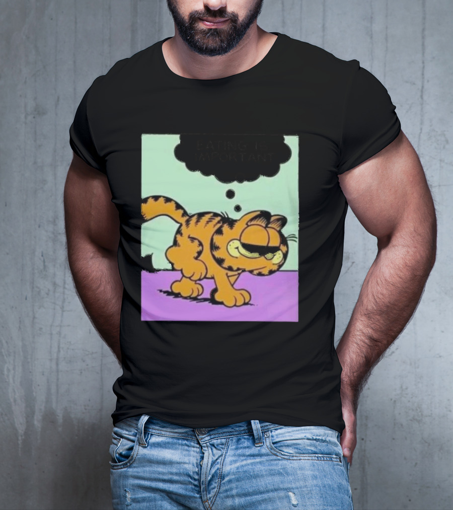 Garfield Eating Is Important Cartoon Character Comic Strip Image T-Shirt