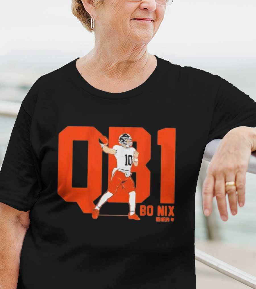 Bo Nix QB1 NFL Denver Broncos Football T-Shirt