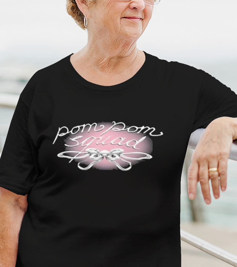 Pom Pom Squad Pink And Chrome Bow T-Shirt