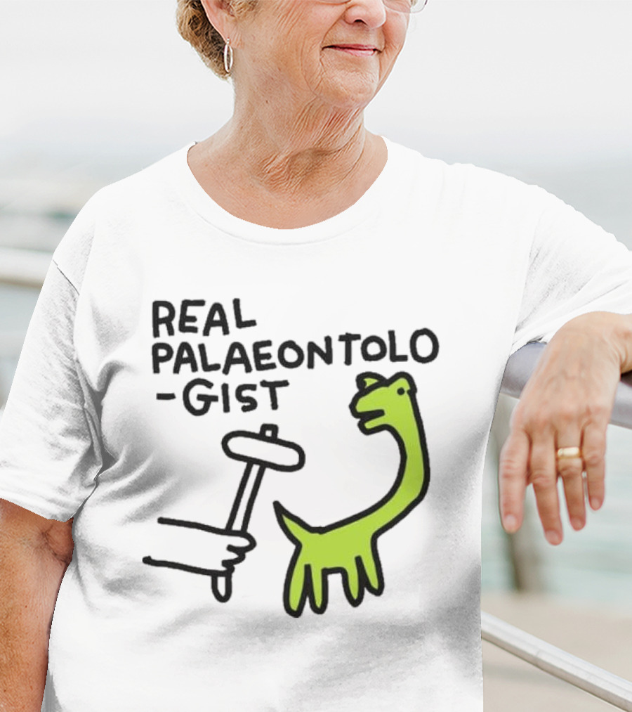 Real Palaeontologist Dinosaur Hammer Green Hand Drawing T-Shirt