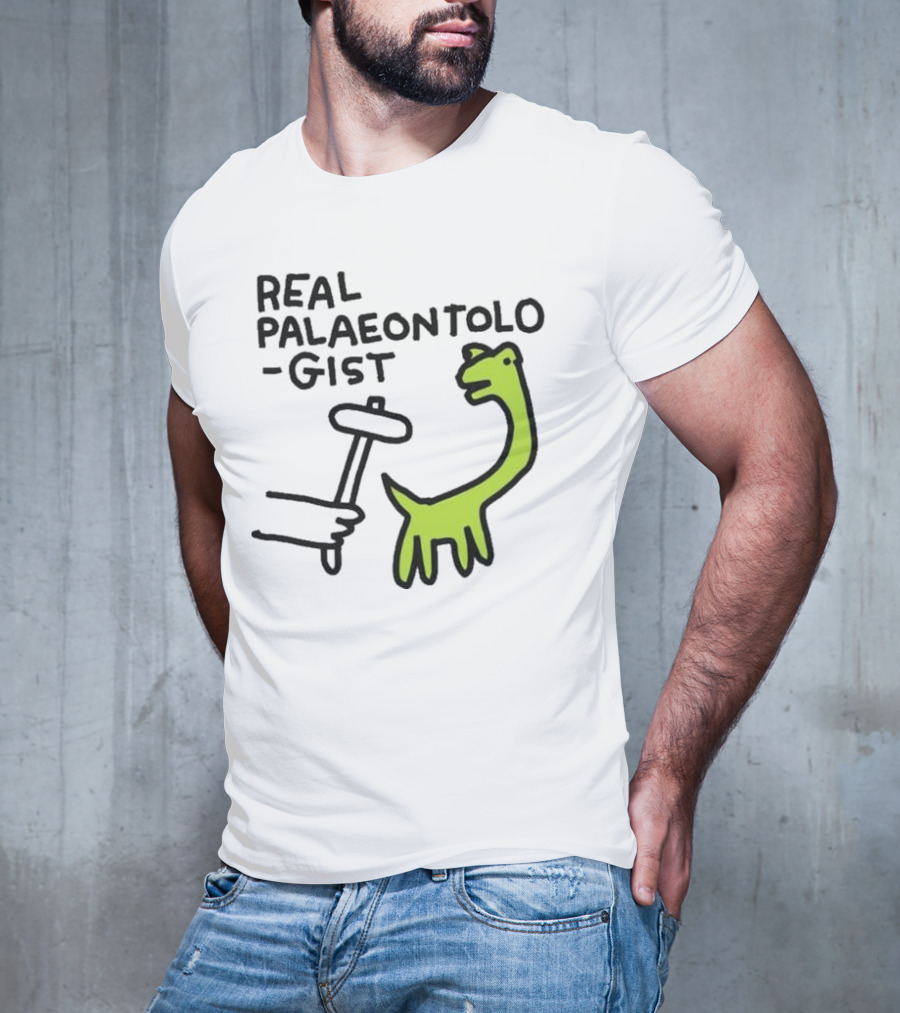 Real Palaeontologist Dinosaur Hammer Green Hand Drawing T-Shirt