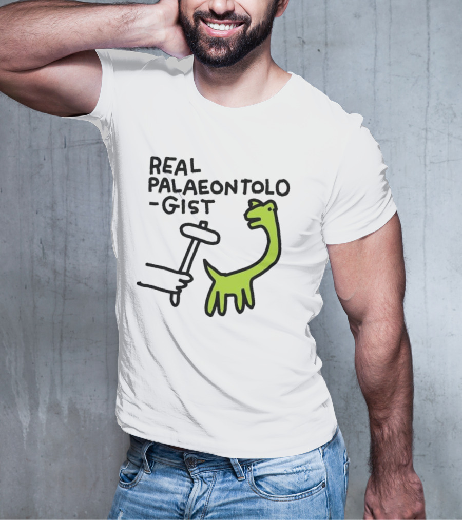 Real Palaeontologist Dinosaur Hammer Green Hand Drawing T-Shirt