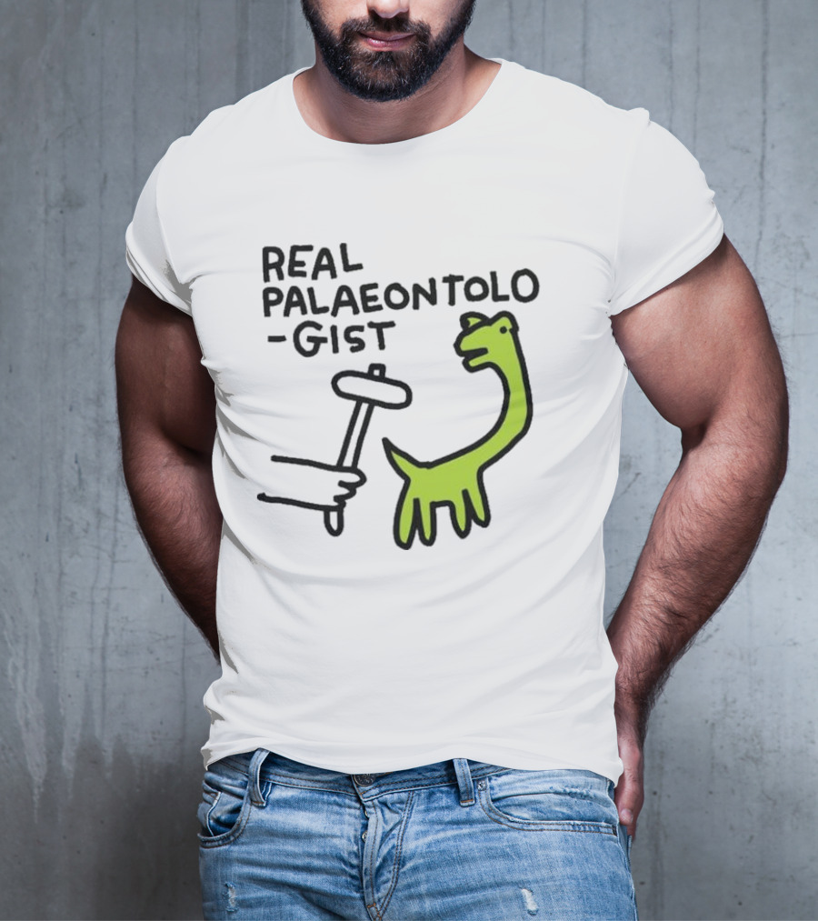 Real Palaeontologist Dinosaur Hammer Green Hand Drawing T-Shirt