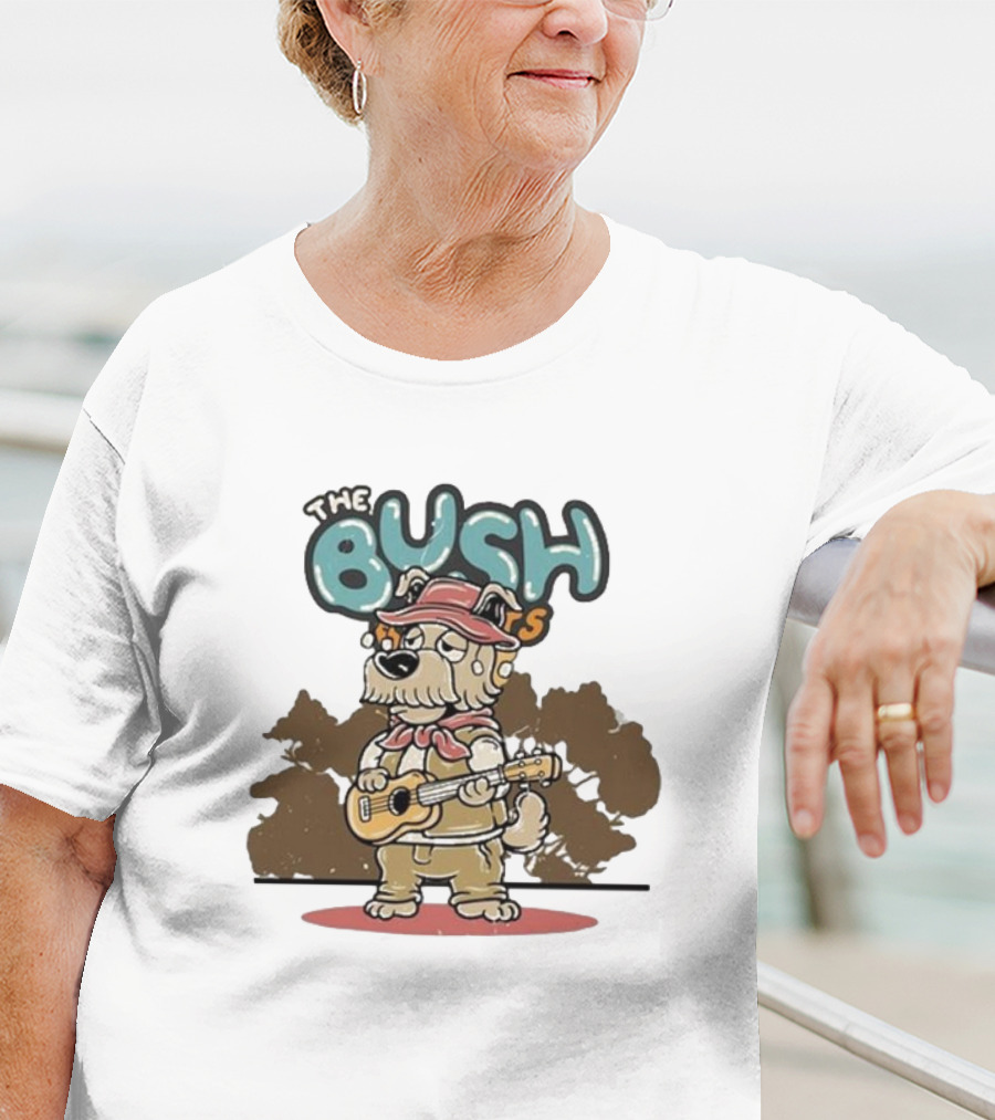 The Bush Bandits Kelpie Dog Wearing Cork Hat And Playing Guitar T-Shirt