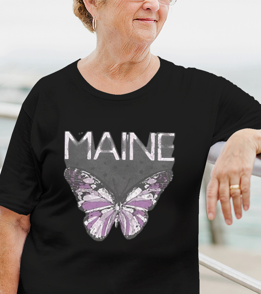 Maine Retro Butterfly Motif T-Shirt