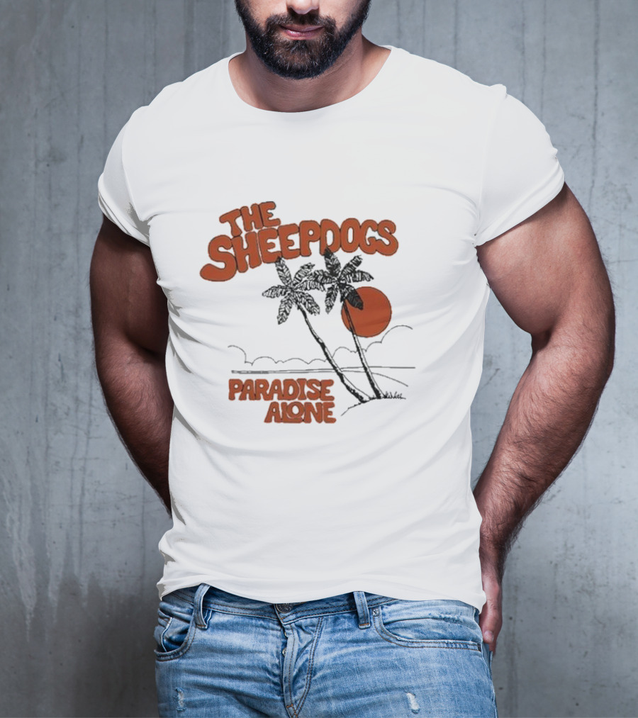 The Sheepdogs Paradise Alone Yellow Sunset Tropical Palms T-Shirt