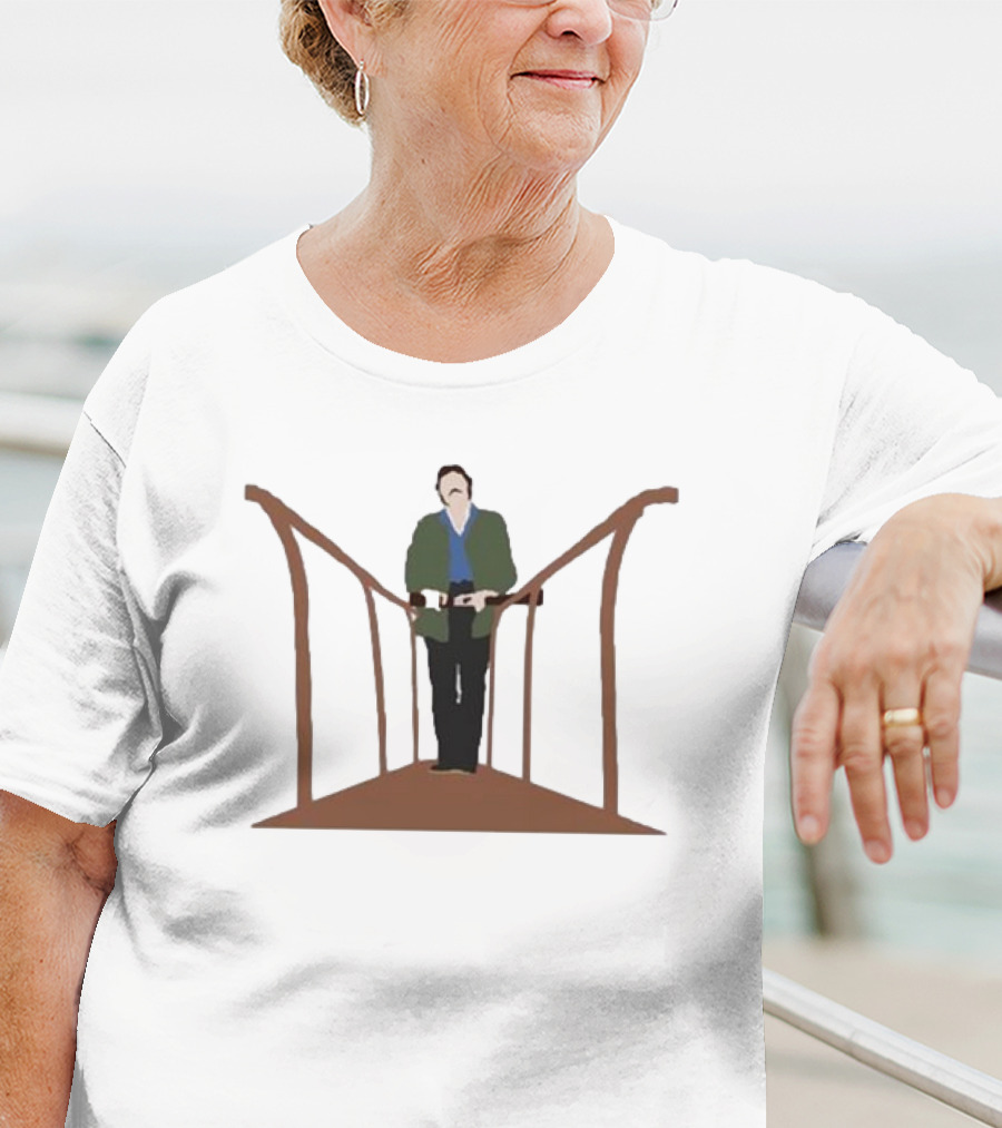 Jerry Thornton Wearing Quint Jaws Scene T-Shirt