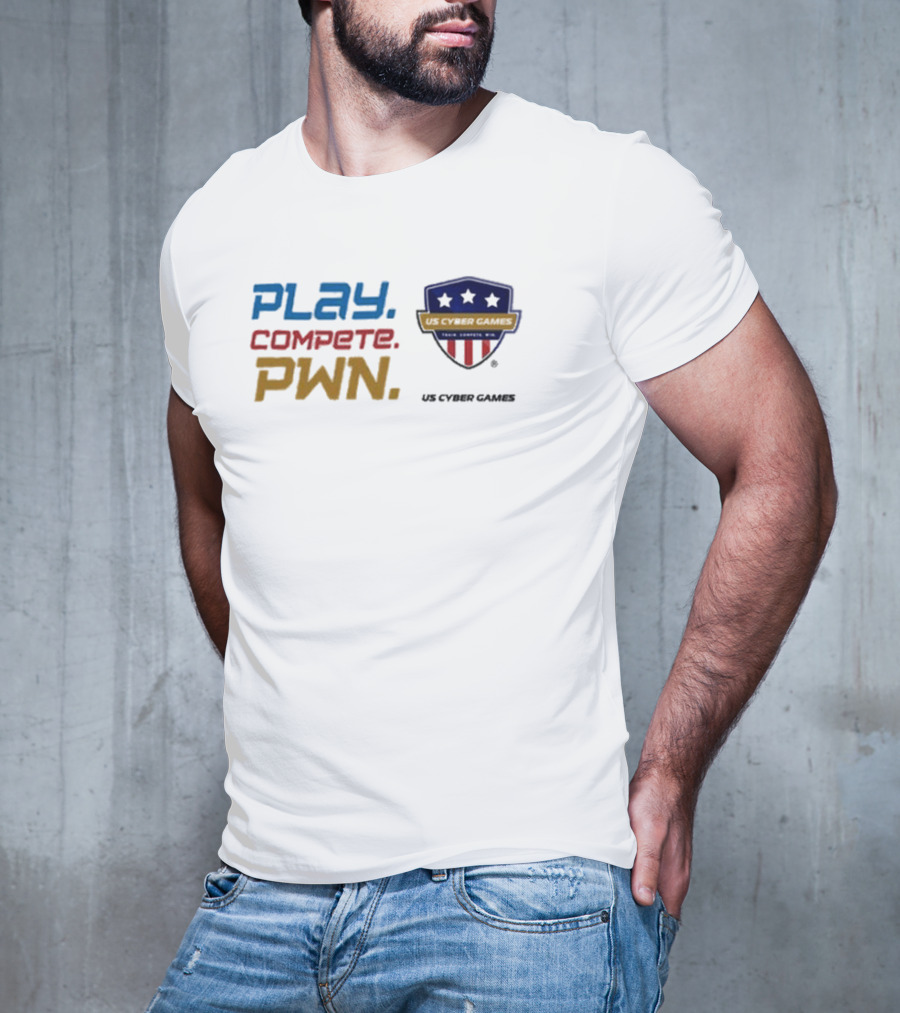 US Cyber Games Play Compete Pwn Stars And Stripes Emblem T-Shirt