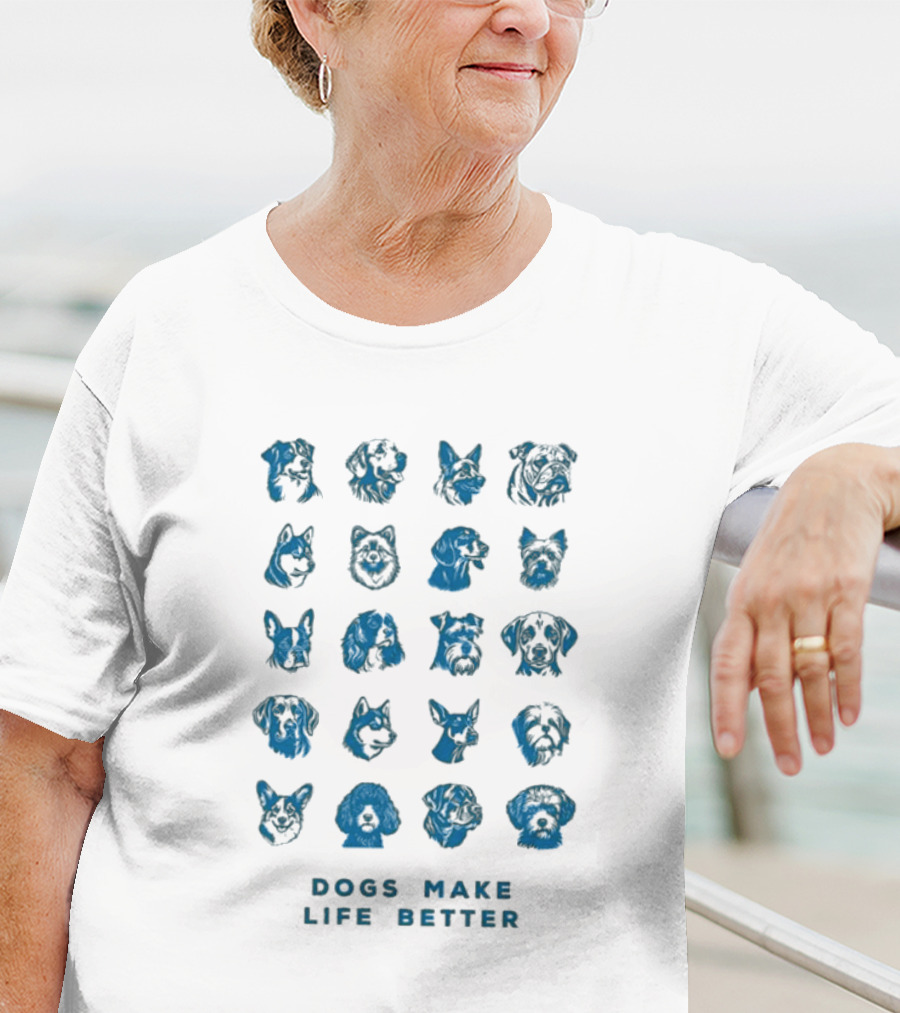 Dogs Make Life Better With Colorful Dog Faces T-Shirt