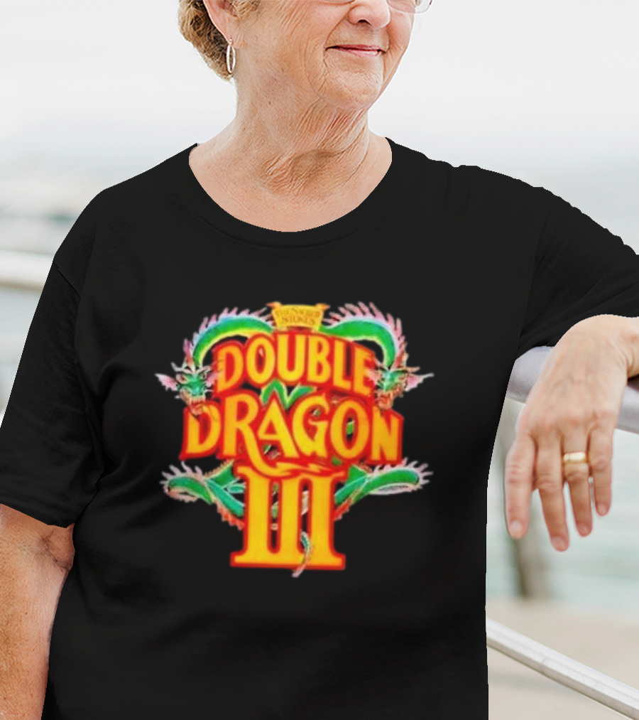 Double Dragon III Retro Video Game Arcade Logo Clash Of Dragons T-Shirt