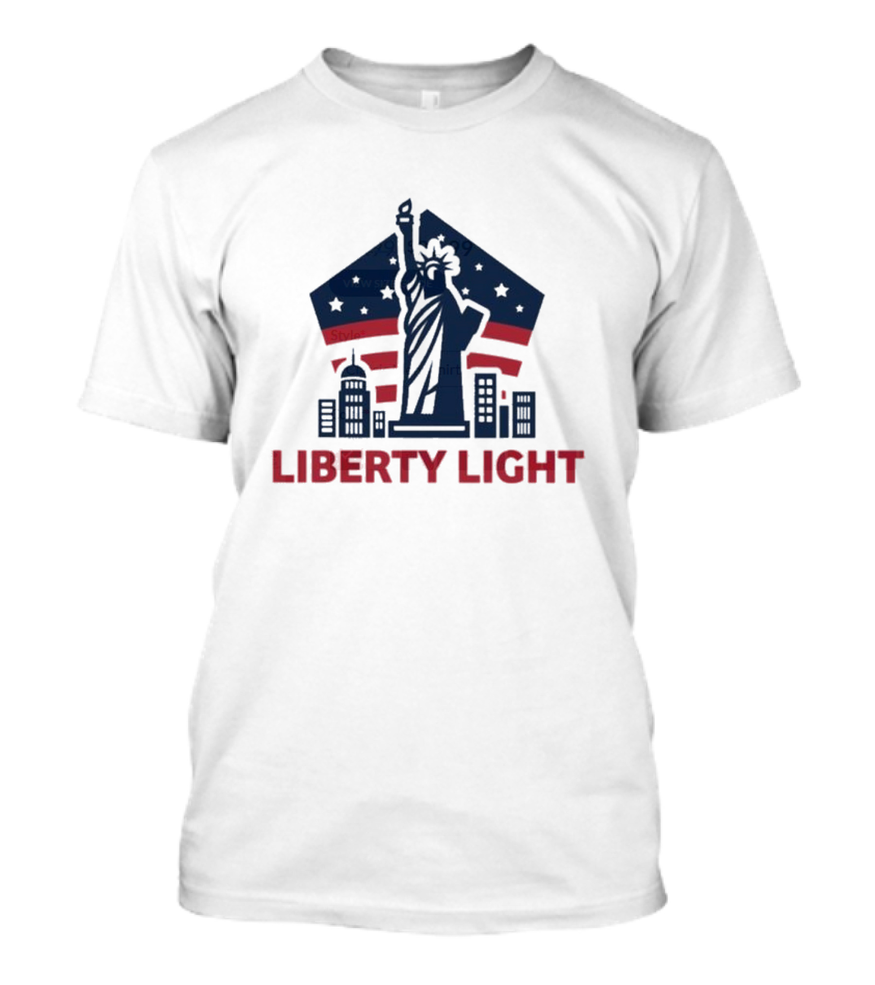 Liberty Light Statue Stars Stripes America T-Shirt