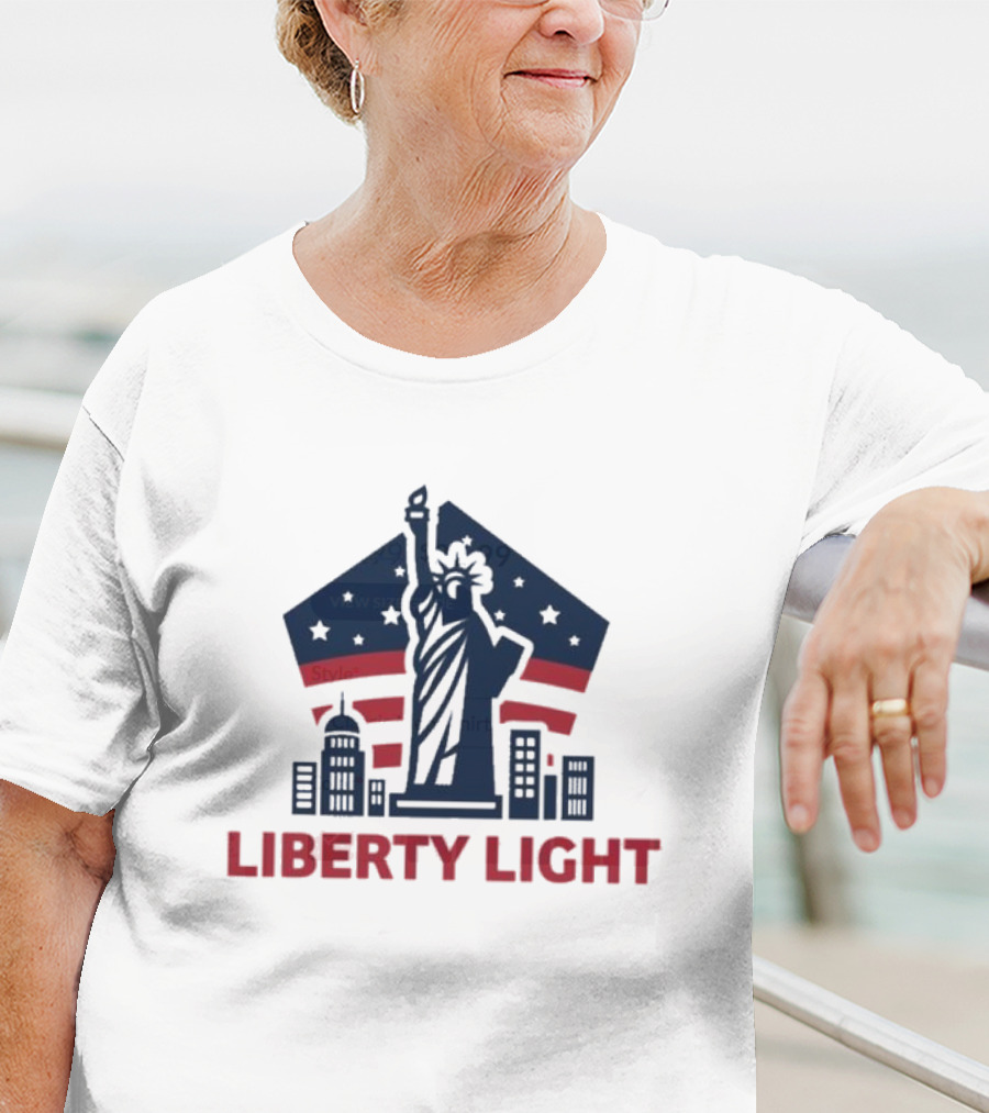 Liberty Light Statue Stars Stripes America T-Shirt