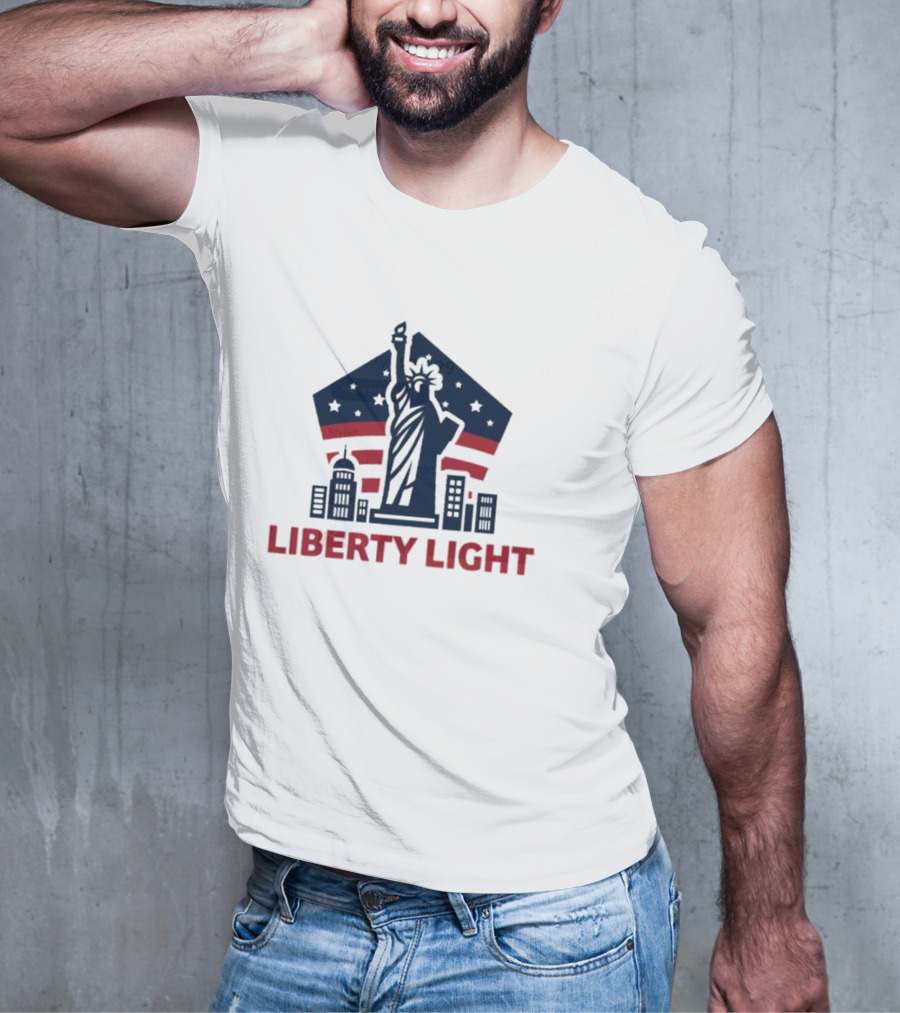 Liberty Light Statue Stars Stripes America T-Shirt