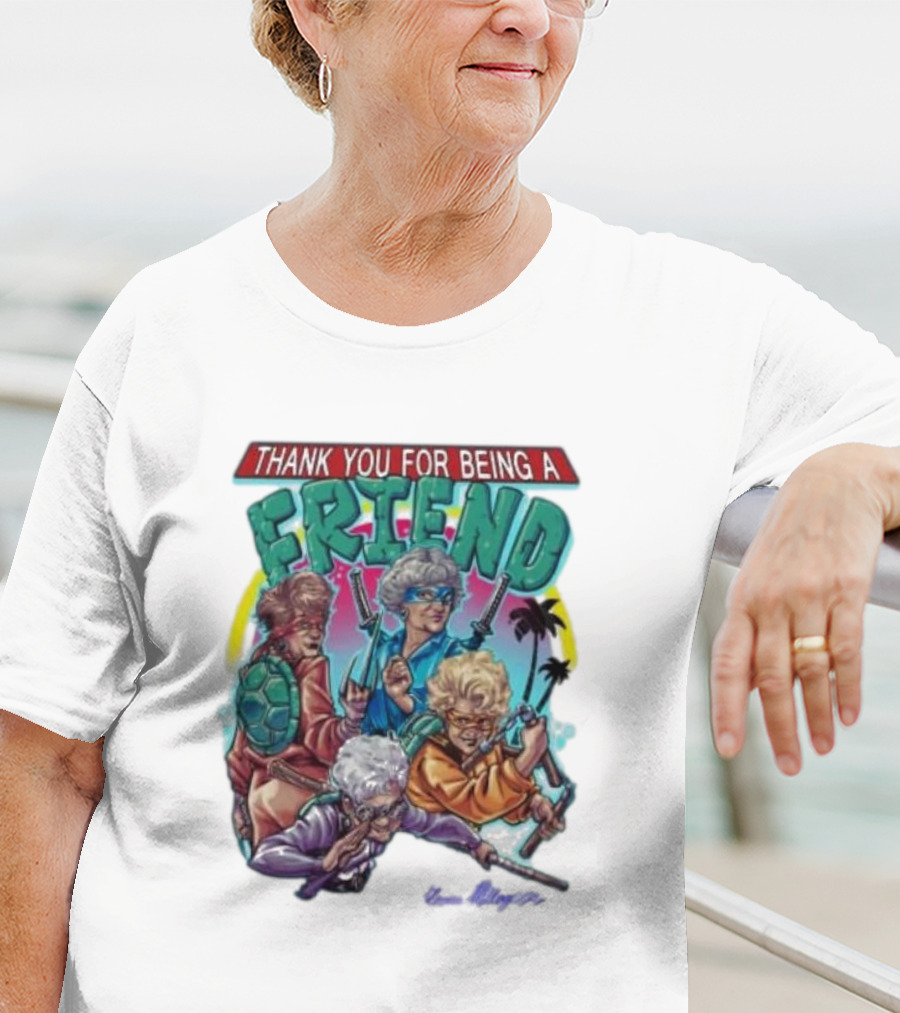 Thank You For Being A Friend Ninja Parody Music Vintage Style Characters T-Shirt