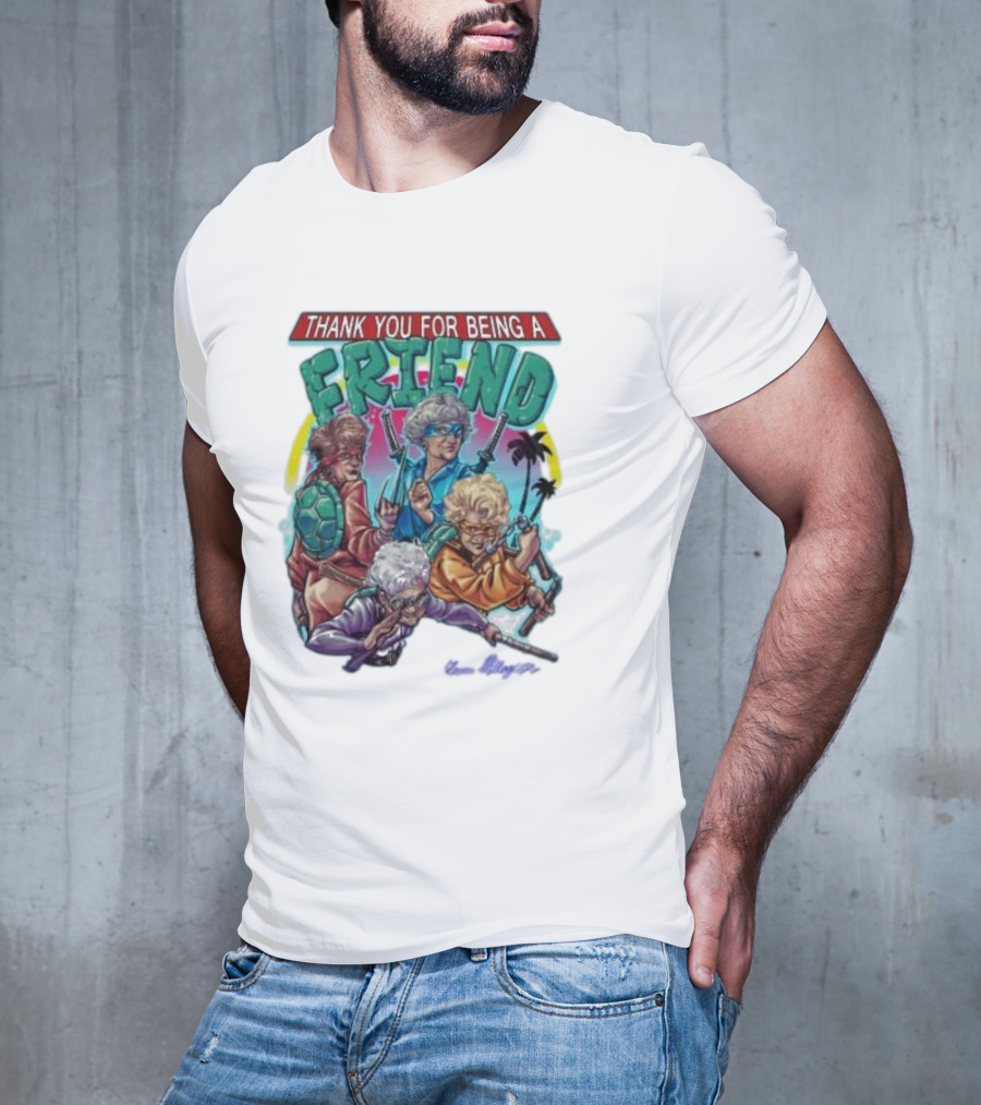 Thank You For Being A Friend Ninja Parody Music Vintage Style Characters T-Shirt