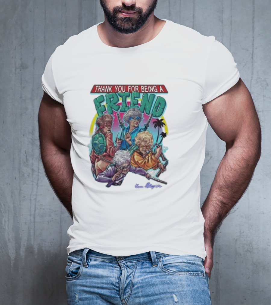 Thank You For Being A Friend Ninja Parody Music Vintage Style Characters T-Shirt