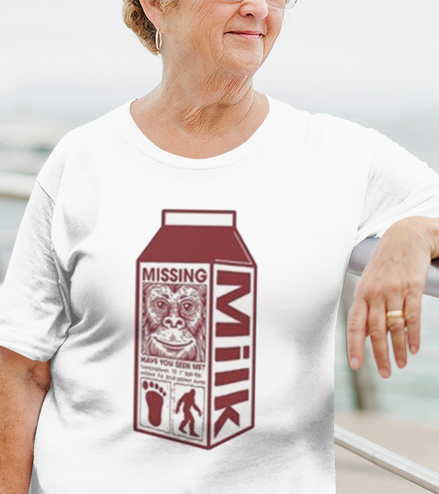 Missing Bigfoot Milk Carton Have You Seen Him Footprint T-Shirt