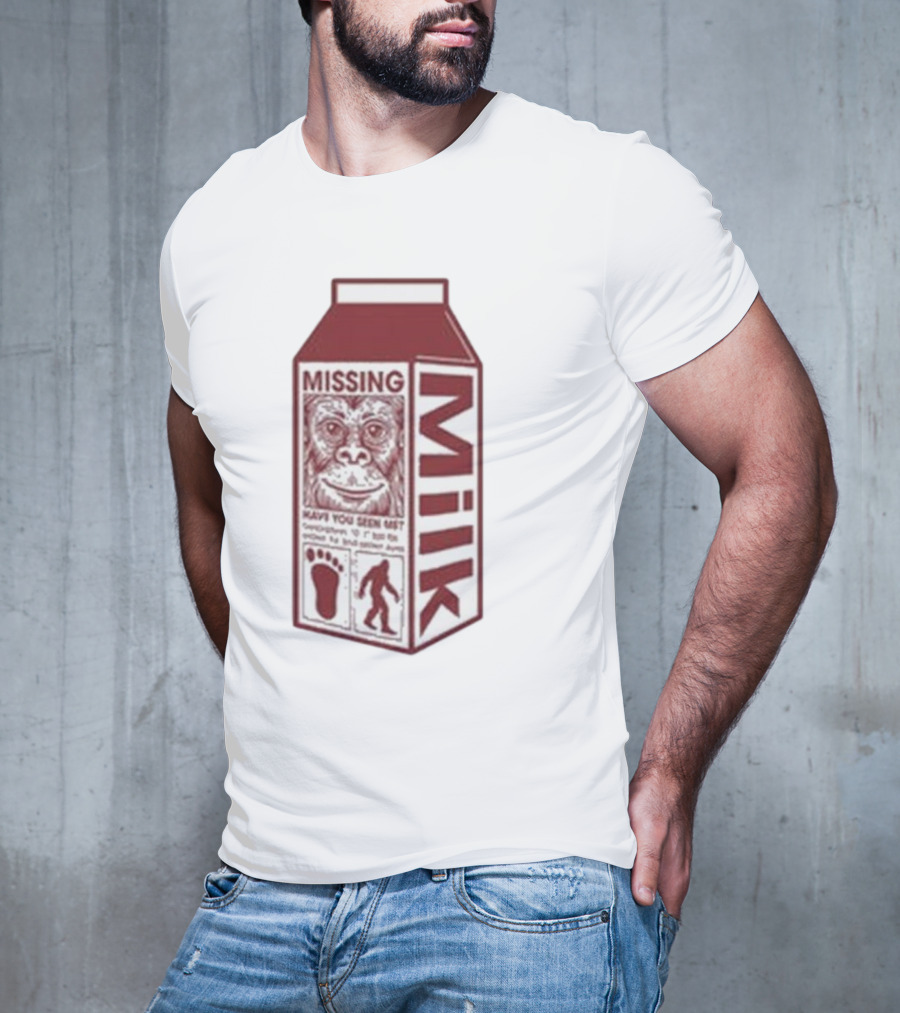 Missing Bigfoot Milk Carton Have You Seen Him Footprint T-Shirt